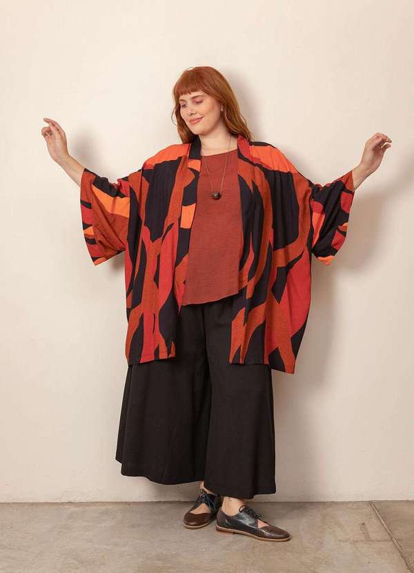Bold - Maxi Kimono Yoko Plus Size Vermelho