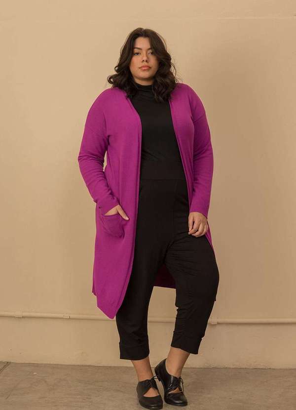 cardigan longo plus size