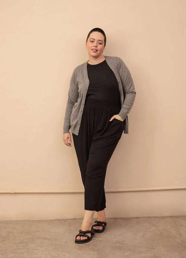 Bold - Cardigan Tricô Plus Size Cinza