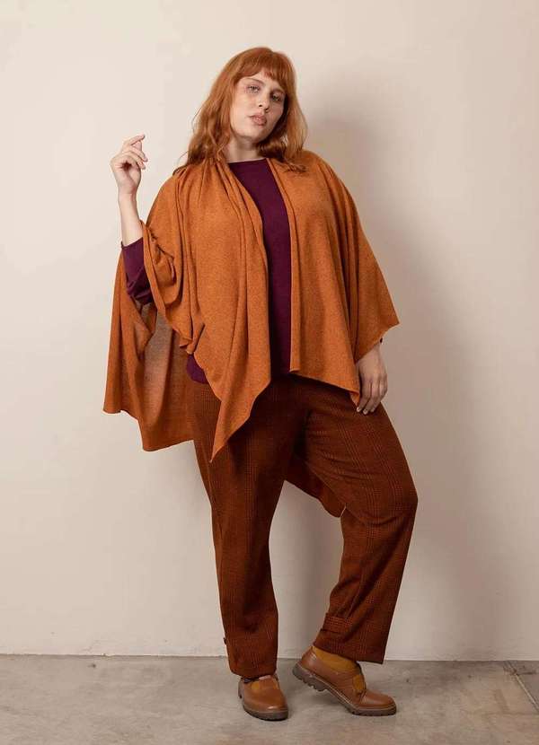 Bold Tricotaria - Casaqueto Lãzinha Mil Jeitos Plus Size Laranja