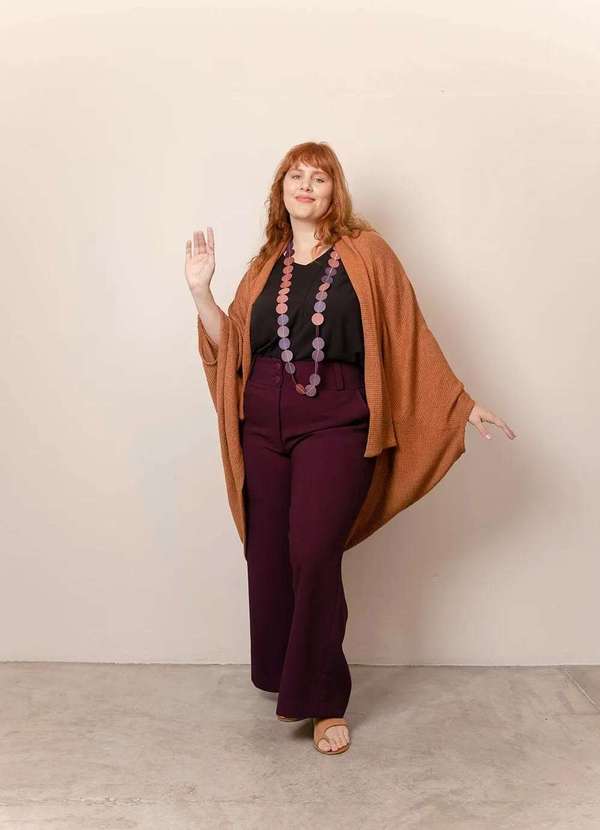 Bold Tricotaria - Casaqueto Ovo Tricô Plus Size Laranja