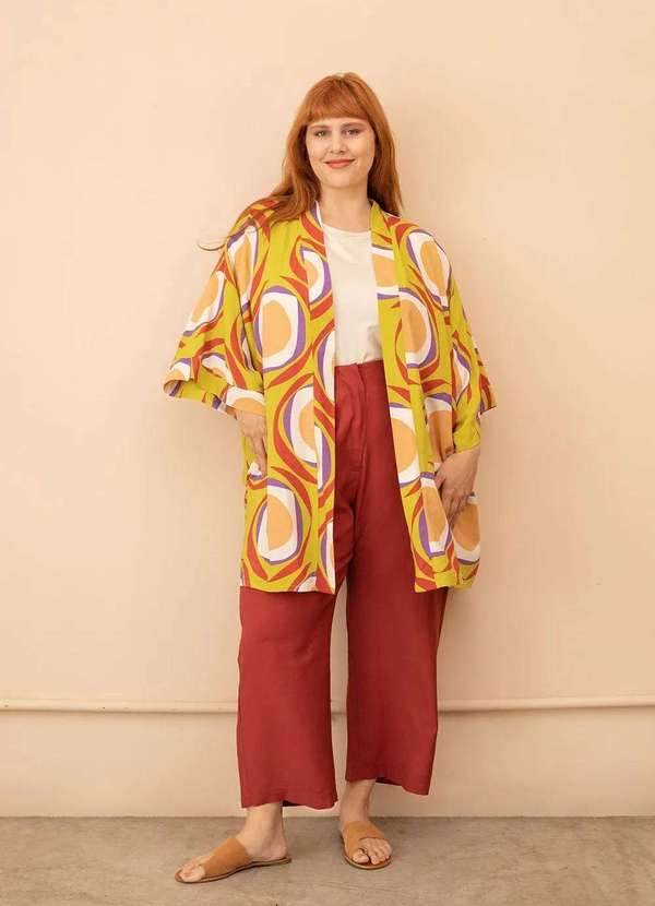 Bold - Maxi Kimono Yoko Plus Size Amarelo