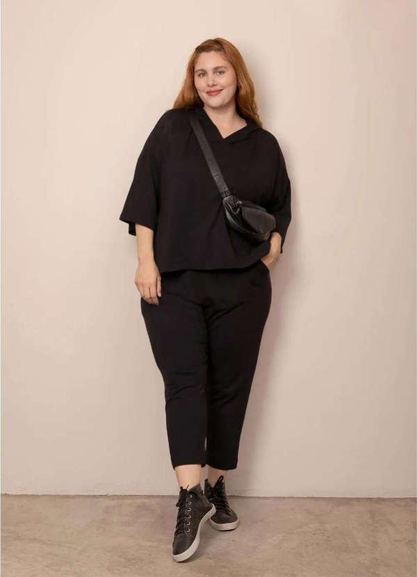 Bold - Conjunto Alba Moletinho Plus Size Preto