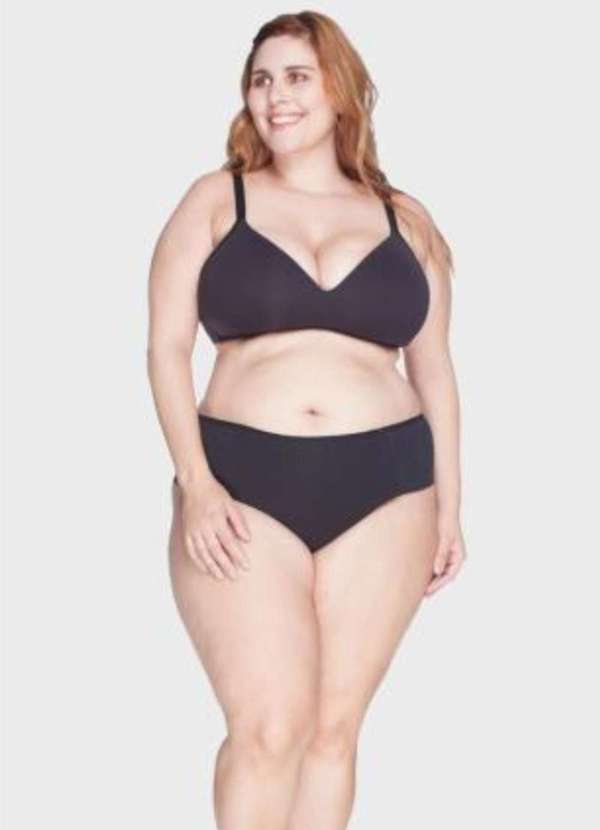 2rios - Calcinha de Algodão com Frente Dupla Plus Size Preto