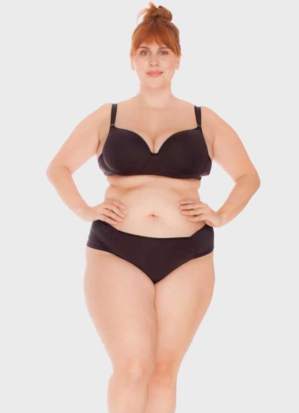 2rios - Calcinha Fio Dental Lateral Drapeada Plus Size Preto