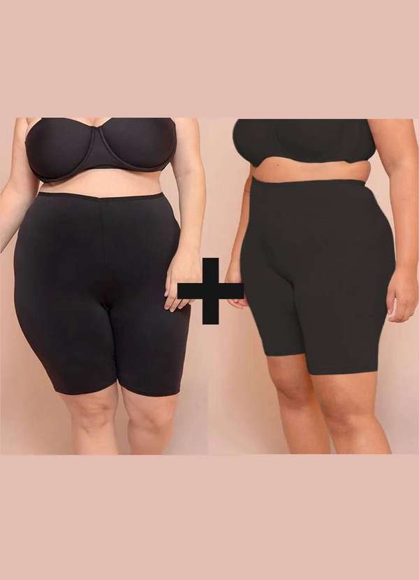 Bold - Kit 2 Bermudas Anti Atrito Plus Size Preto 2