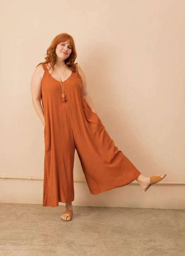 Bold - Macacão Adriana Plus Size Laranja 4