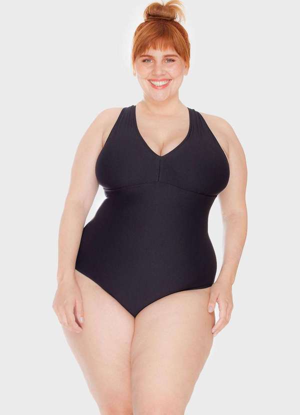Bold Beach - Maiô Frente Única Plus Size Preto