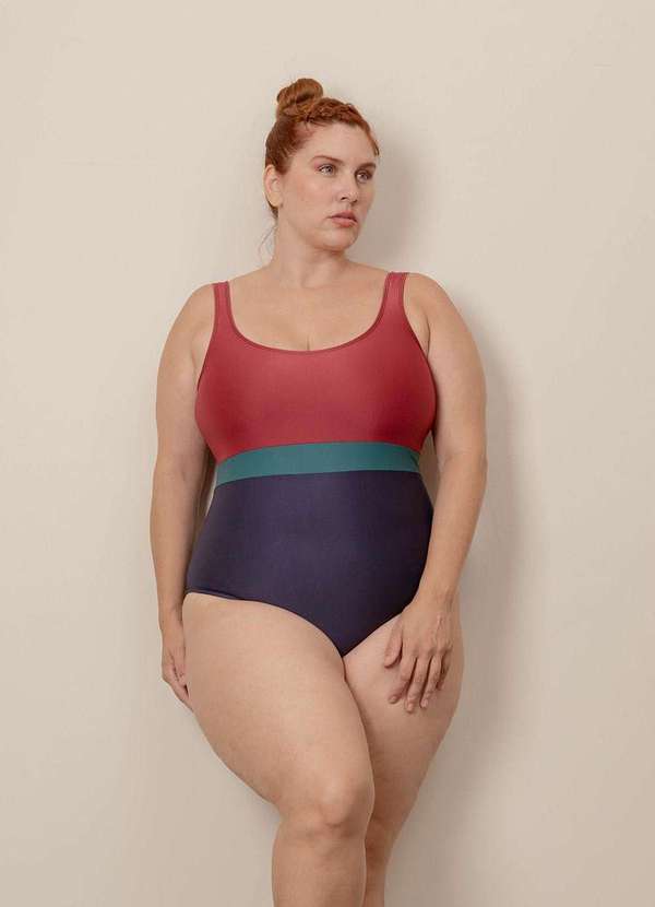 Bold Beach - Maiô Tricolor Plus Size Vermelho 4