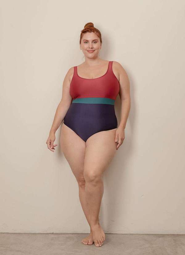 Bold Beach - Maiô Tricolor Plus Size Vermelho 3