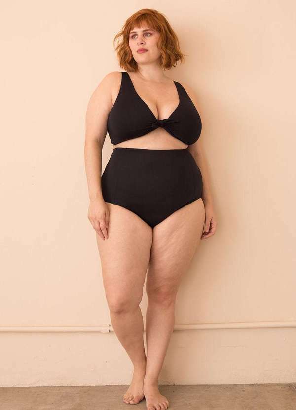 Parte de Baixo Hot Pants Plus Size Preto Flaminga