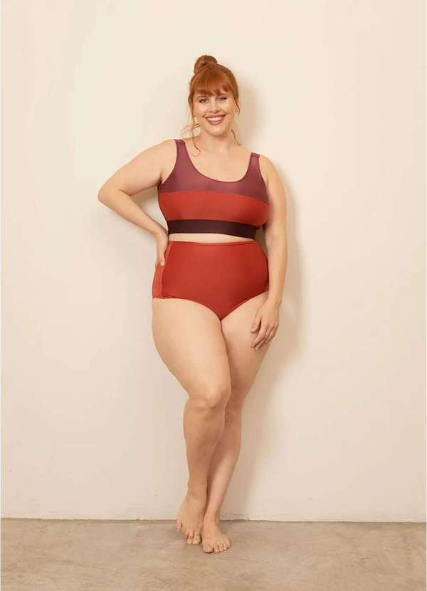 Bold Beach - Parte de Baixo Hot Pants Plus Size Vermelho