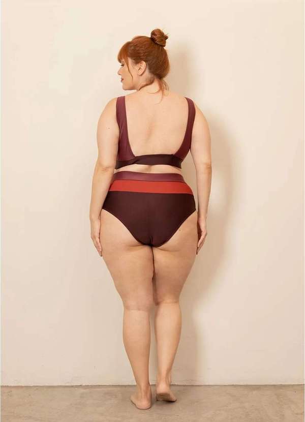 Bold Beach - Sunkini Tricolor Plus Size Roxo 2