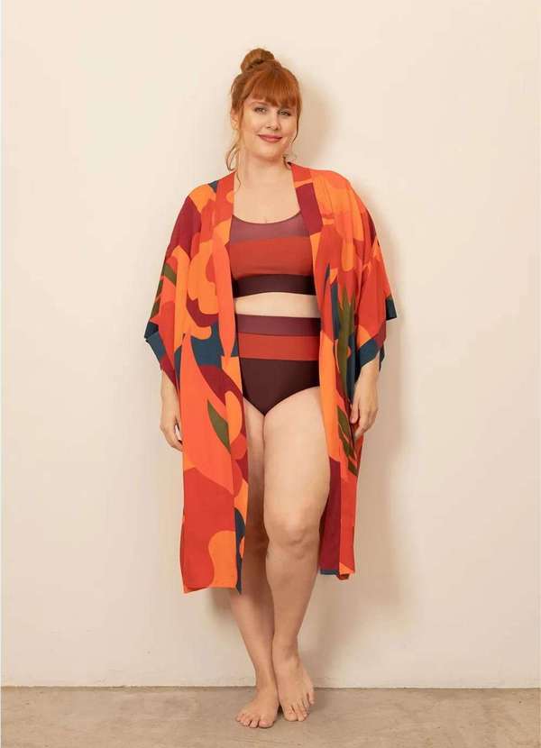 Bold Beach - Sunkini Tricolor Plus Size Roxo 5