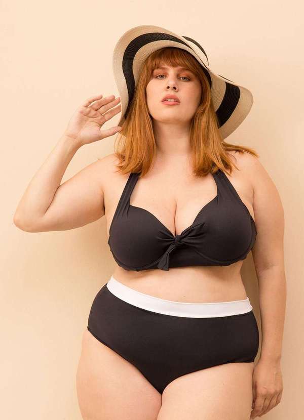 Bold Beach - Top com Bojo Laço Plus Size Preto