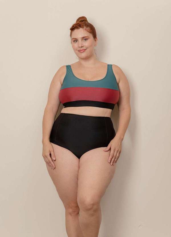 Bold Beach - Top Tricolor Alças Largas Plus Size Vermelho 2