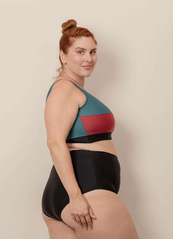 Bold Beach - Top Tricolor Alças Largas Plus Size Vermelho 6