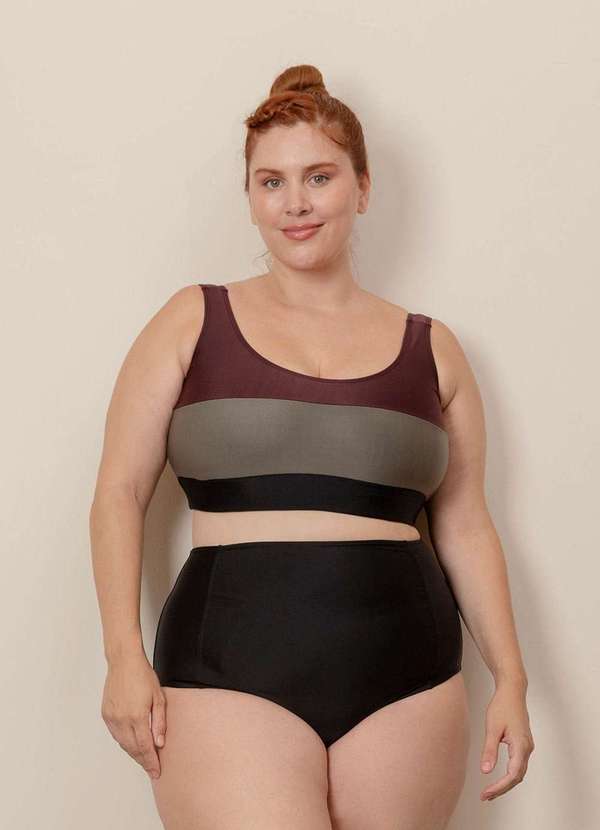 Bold Beach - Top Tricolor Alças Largas Plus Size Multicores 3