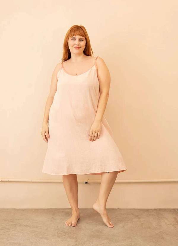 Bold Sleep - Camisola de Algodão Plus Size Bege