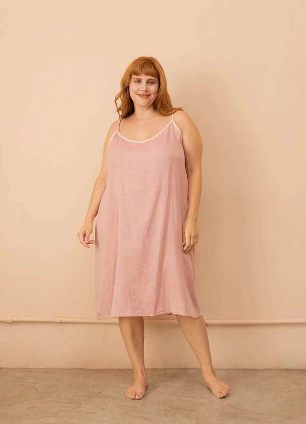 Bold Sleep - Camisola de Algodão Plus Size Rosa