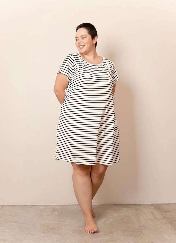 Bold Sleep - Camisola Evasê Plus Size Branco