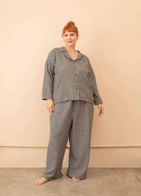 Bold Sleep - Pijama Flanelado Plus Size Preto