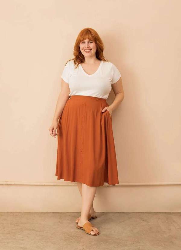 Bold - Saia Camila Plus Size Laranja