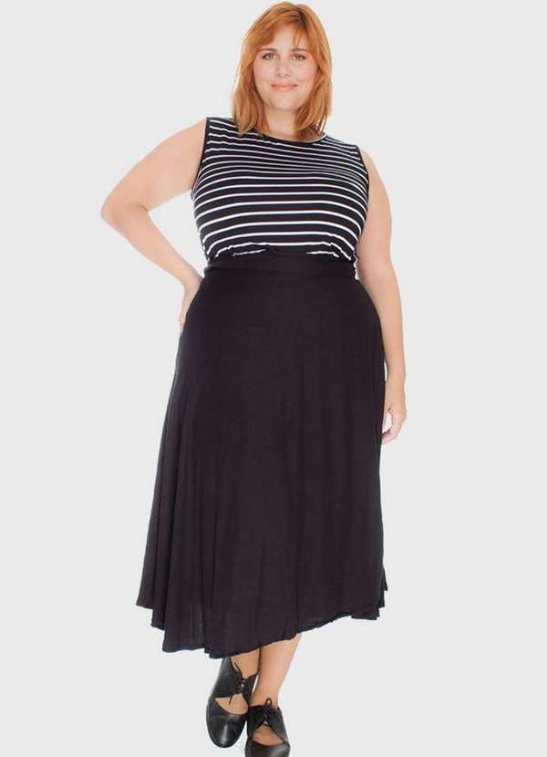 Bold - Saia Midi Wrap Plus Size Preto 10