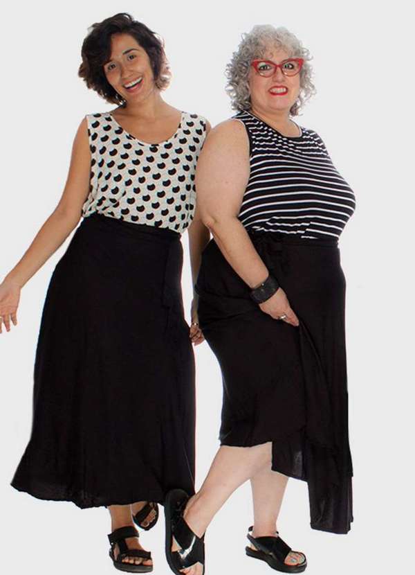 Bold - Saia Midi Wrap Plus Size Preto 9