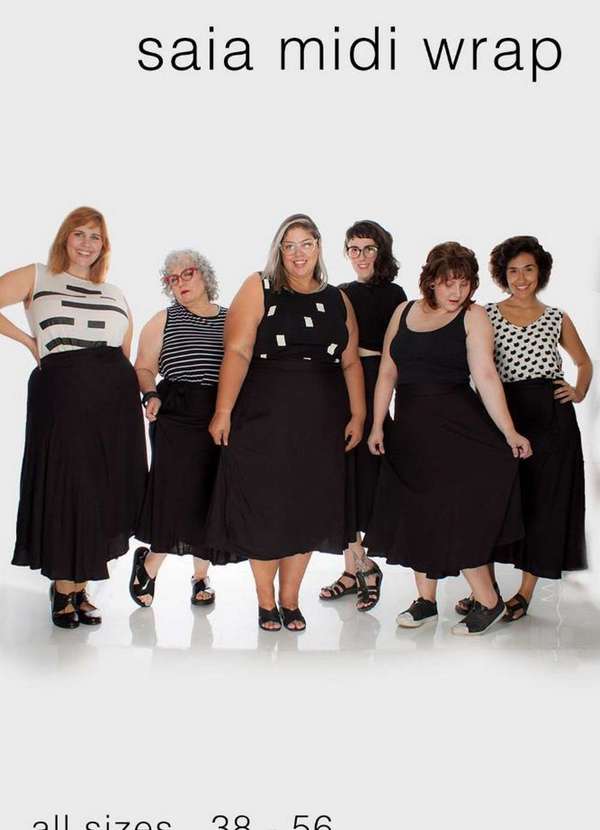 Bold - Saia Midi Wrap Plus Size Preto 6