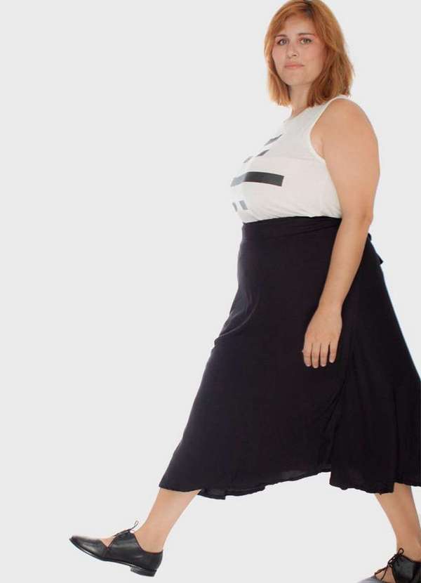 Bold - Saia Midi Wrap Plus Size Preto 4