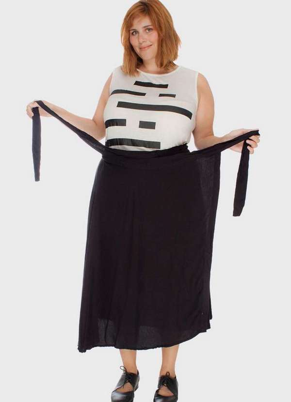 Bold - Saia Midi Wrap Plus Size Preto 3