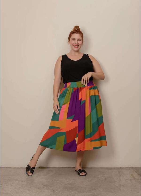 Bold - Saia Super Evasê Plus Size Multicores