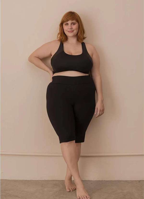 Bold - Bermuda Ciclista Plus Size Preto