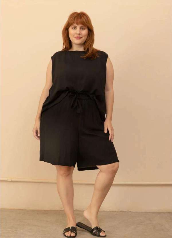 Bold - Shorts Clochard Plus Size Preto 2