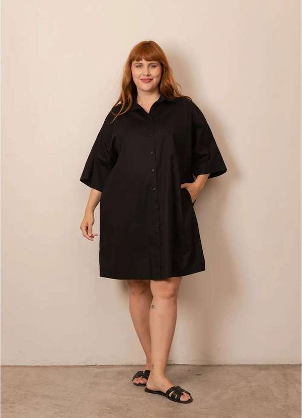 Bold - Chemise Algodão Marina Plus Size Preto