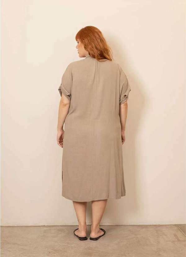 Bold - Chemise Linho Estonado Plus Size Bege 4