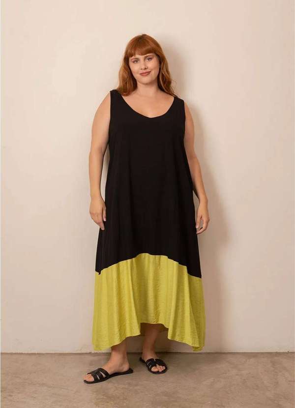 Bold - Vestido Bicolor Melissa Plus Size Preto