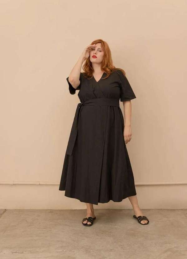 Bold - Vestido Cashquere Camila Algodão Plus Size Preto
