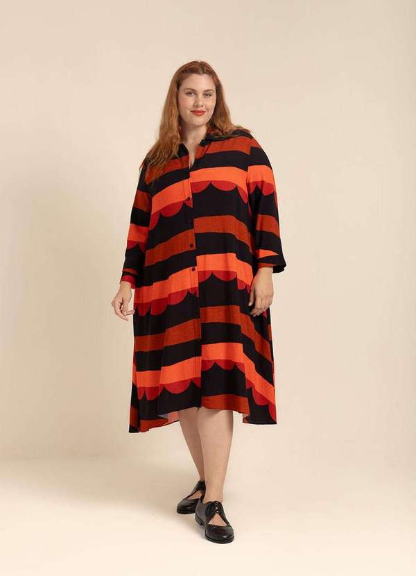 Bold - Vestido Chemise Evasê Plus Size Vermelho 8