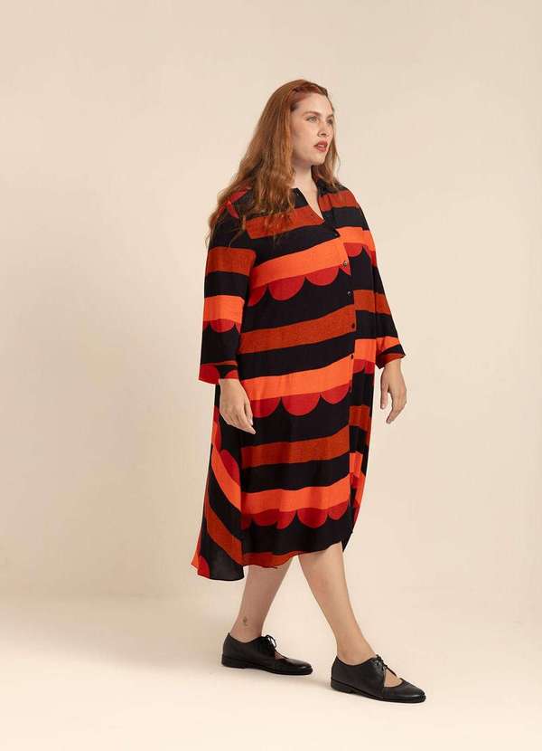 Bold - Vestido Chemise Evasê Plus Size Vermelho 7