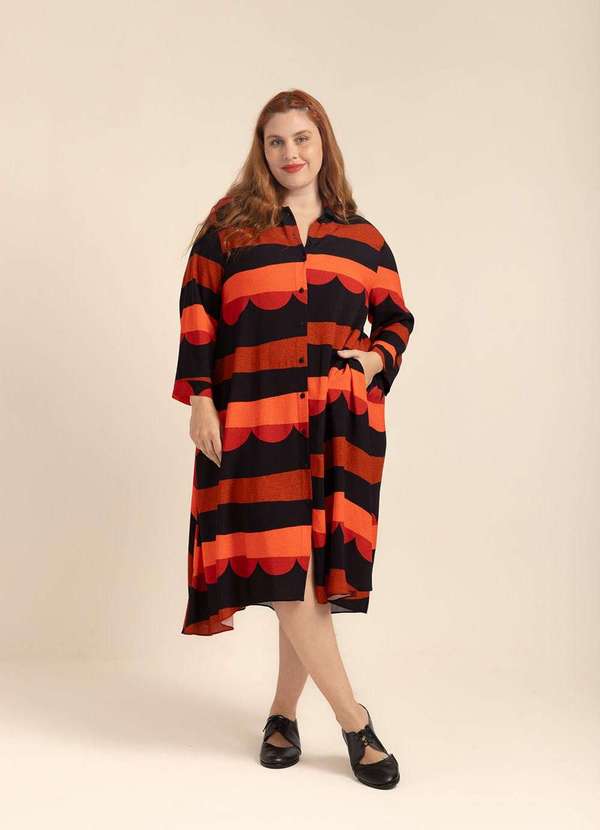 Bold - Vestido Chemise Evasê Plus Size Vermelho 6