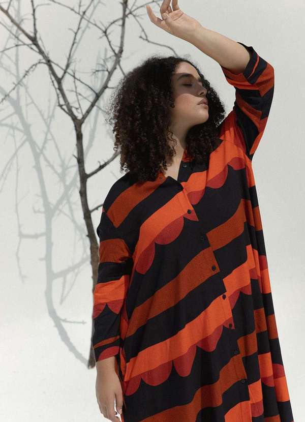 Bold - Vestido Chemise Evasê Plus Size Vermelho 1