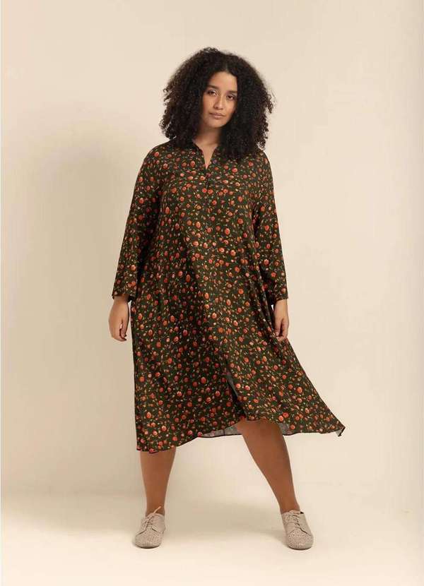 Bold - Vestido Chemise Evasê Plus Size Verde 6