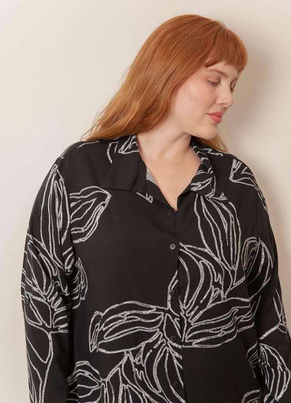 Bold - Vestido Chemise Longo com Fendas Plus Size Preto 8