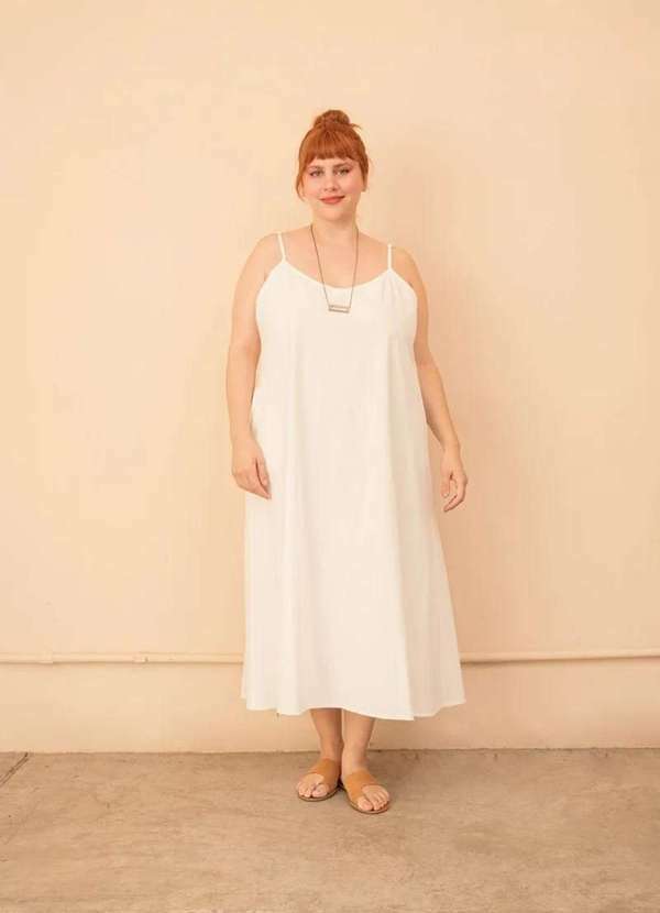 Bold - Vestido Longo Algodão Plus Size Branco