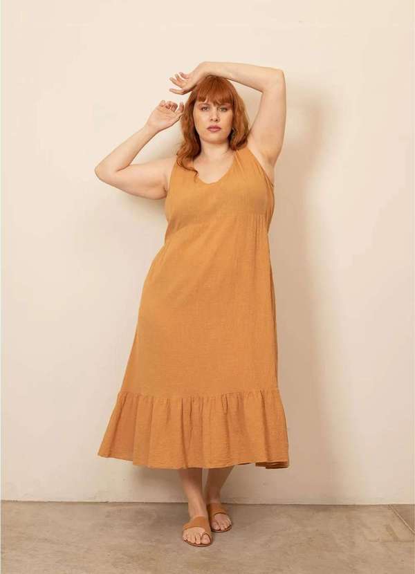 Bold - Vestido Luana de Algodão Plus Size Amarelo 4