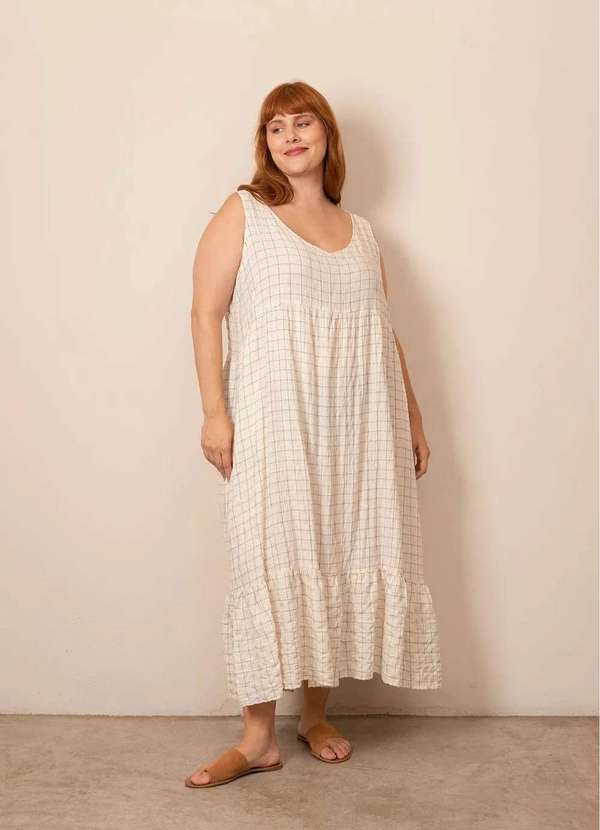 Bold - Vestido Luana Quadriculado Plus Size Branco 4