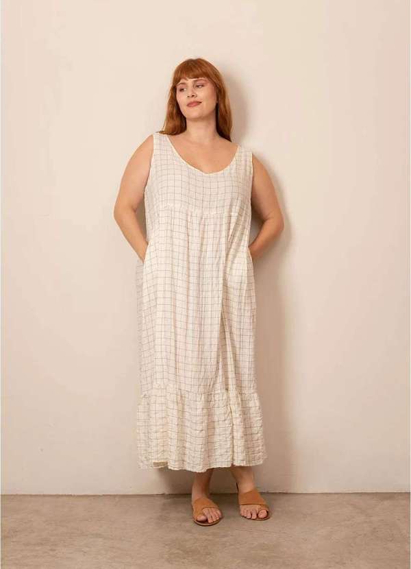 Bold - Vestido Luana Quadriculado Plus Size Branco 3