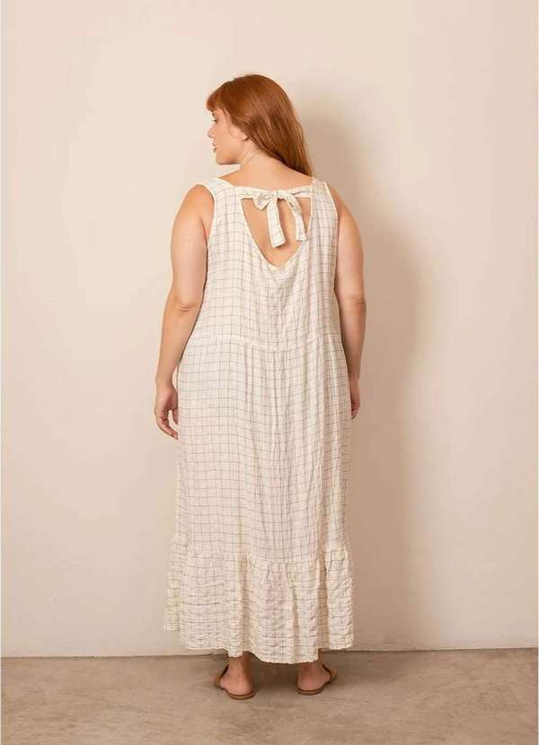 Bold - Vestido Luana Quadriculado Plus Size Branco 2